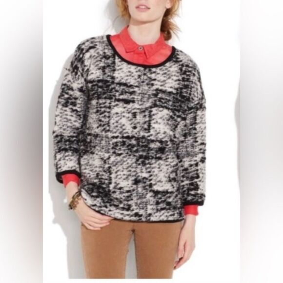 NEW Madewell Hi LineBirmingham Black/White Sweater Wool - Picture 1 of 9